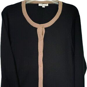 Cardigan 89th+Madison Large Black & Tan Trim